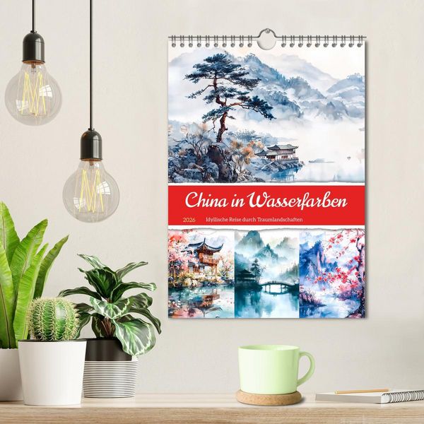 Produktbild: China in Wasserfarben - Idyllische Reise durch Traumlandschaften (Wandkalender 2026 DIN A4 hoch), CALVENDO Monatskalender