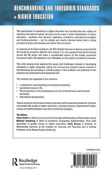 Produktbild: Benchmarking and Threshold Standards in Higher Education