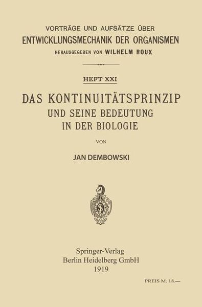 Produktbild: Das Kontinuit&auml;tsprinzip und seine Bedeutung in der Biologie