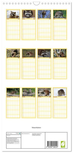 Produktbild: Familienplaner 2027 - Waschb&auml;ren mit 5 Spalten (Wandkalender, 21 x 45 cm) CALVENDO