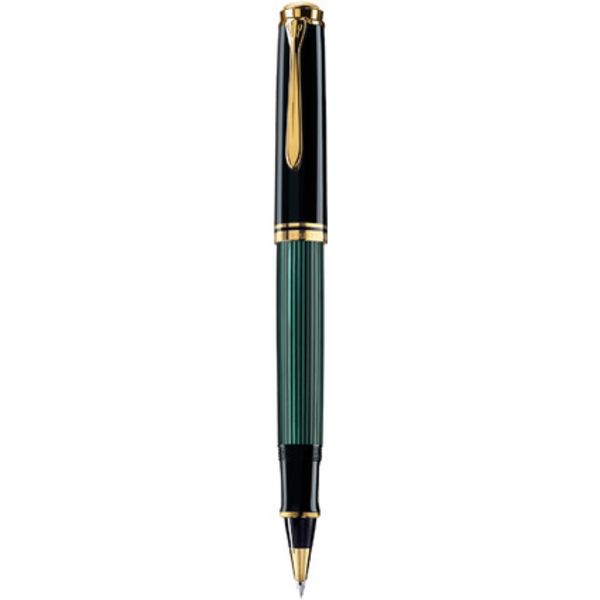 Pelikan Tintenroller Souverän® R400, 24-Karat vergoldete Zierelemente, Schwarz-Grün