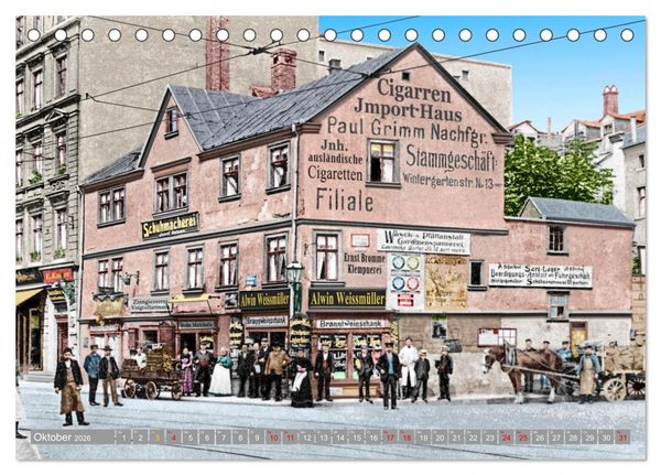 Produktbild: Leipzig zur Kaiserzeit in Farbe (Tischkalender 2026 DIN A5 quer), CALVENDO Monatskalender