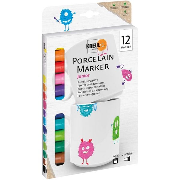 KREUL Porzellanmalstifte: Porcelain Marker Junior 12er Set
