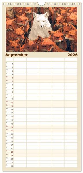 Produktbild: Familienplaner 2026 - Hervorstechen ist Trumpf mit 5 Spalten (Wandkalender, 21 x 45 cm) CALVENDO