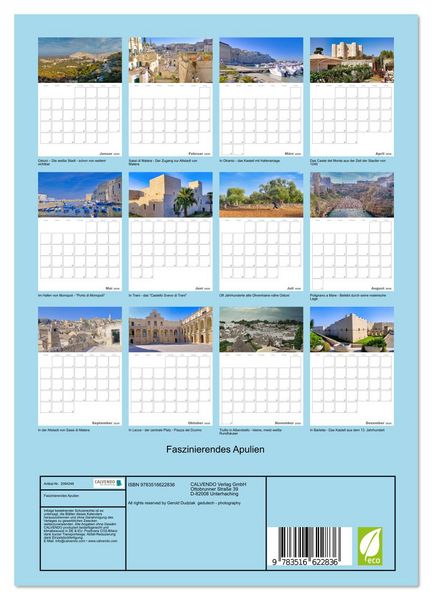 Produktbild: Faszinierendes Apulien (Wandkalender 2026 DIN A4 hoch), CALVENDO Monatskalender