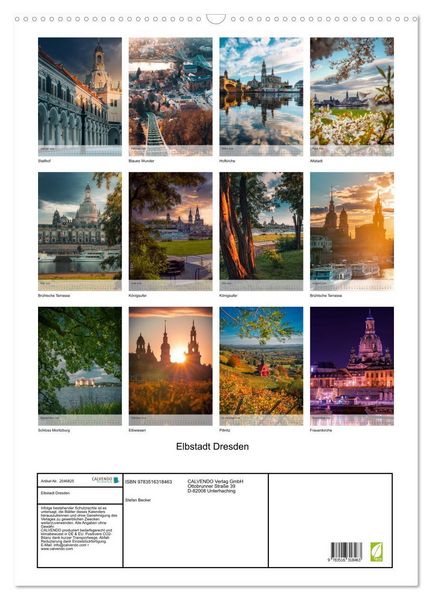 Produktbild: Elbstadt Dresden (Wandkalender 2026 DIN A2 hoch), CALVENDO Monatskalender
