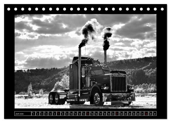 Produktbild: Kenworth W900A EXTHD - in schwarzwei&szlig; (Tischkalender 2026 DIN A5 quer), CALVENDO Monatskalender
