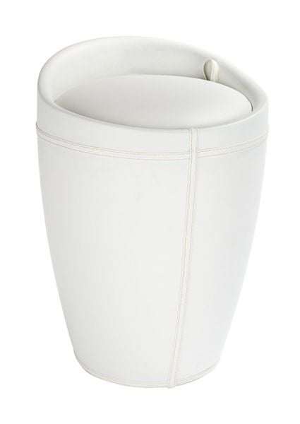 Produktbild: Hocker Mod. Candy White in Lederoptik, mit abnehmbarem W&auml;schesammler
