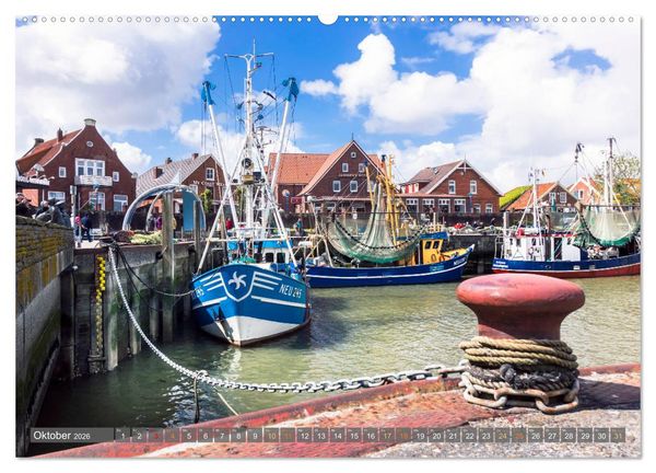 Produktbild: Maritime K&uuml;stenorte - von Greetsiel, &uuml;ber Neuharlingersiel bis Schillig (Wandkalender 2026 DIN A2 quer), CALVENDO Monatskalender