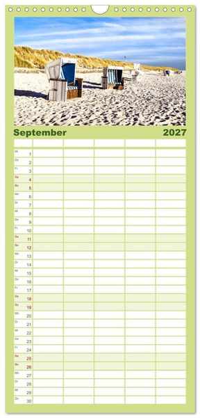 Produktbild: Familienplaner 2027 - SYLT D&uuml;nenwege mit 5 Spalten (Wandkalender, 21 x 45 cm) CALVENDO