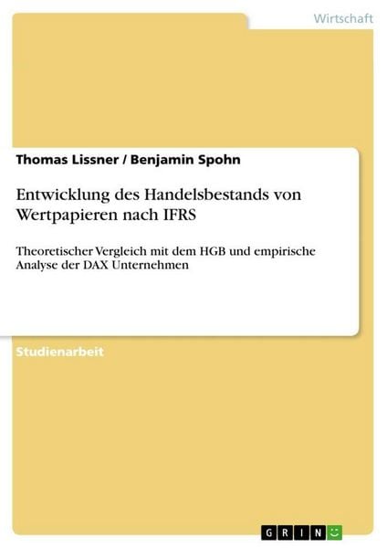 Produktbild: Entwicklung des Handelsbestands von Wertpapieren nach IFRS