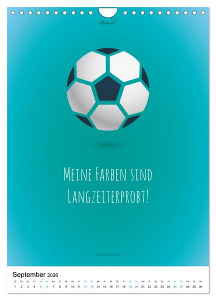 Produktbild: vollgeherzt: Der lustige Zitate-Wandkalender f&uuml;r Fu&szlig;ballfans und Sportbegeisterte! (Wandkalender 2026 DIN A4 hoch), CALVENDO Monatskalender