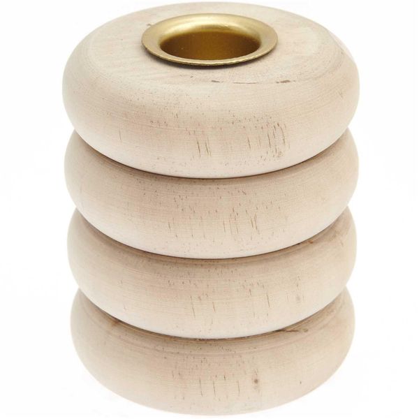 Produktbild: Holz Kerzenhalter Ringe, groß, 7x7x8cm, passend für Kerzen Ø 2,4cm