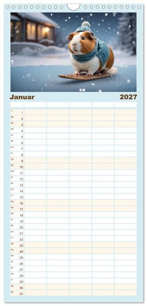 Produktbild: Familienplaner 2027 - Meerschweinchen mal anders! mit 5 Spalten (Wandkalender, 21 x 45 cm) CALVENDO