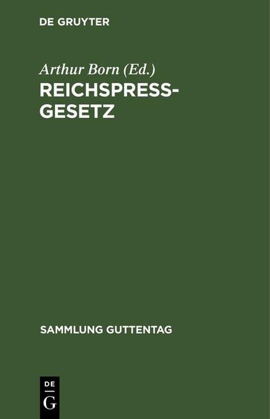 Produktbild: Reichspre&szlig;gesetz
