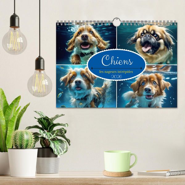 Produktbild: Chiens : les nageurs intr&eacute;pides (Calendrier mural 2026 DIN A4 vertical), CALVENDO calendrier mensuel