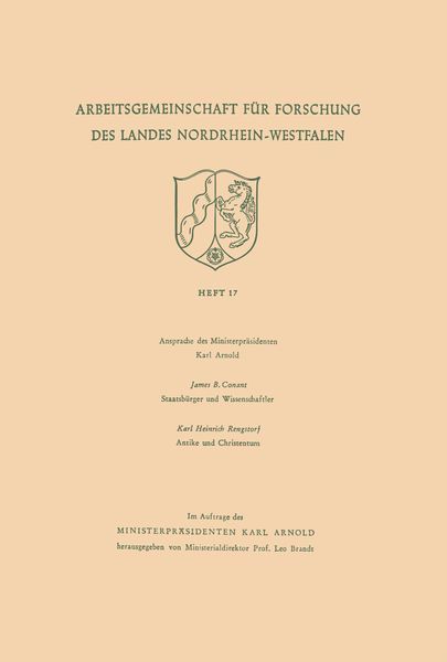 Produktbild: Ansprache des Ministerpr&auml;sidenten. Staatsb&uuml;rger und Wissenschaftler. Antike und Christentum