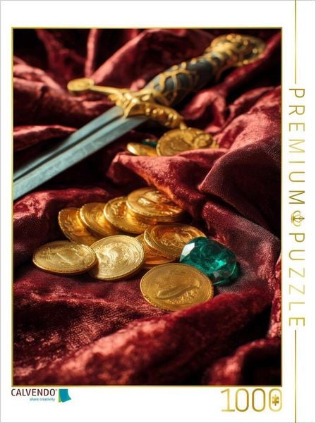 Produktbild: CALVENDO Puzzle Gold auf Samt der vom Reichtum und vom Meer erz&auml;hlt | 1000 Teile Lege-Gr&ouml;&szlig;e 64x48cm Foto-Puzzle f&uuml;r gl&uuml;ckliche Stunden
