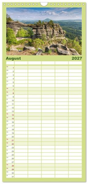 Produktbild: Familienplaner 2027 - Wundersch&ouml;nes Elbsandsteingebirge mit 5 Spalten (Wandkalender, 21 x 45 cm) CALVENDO