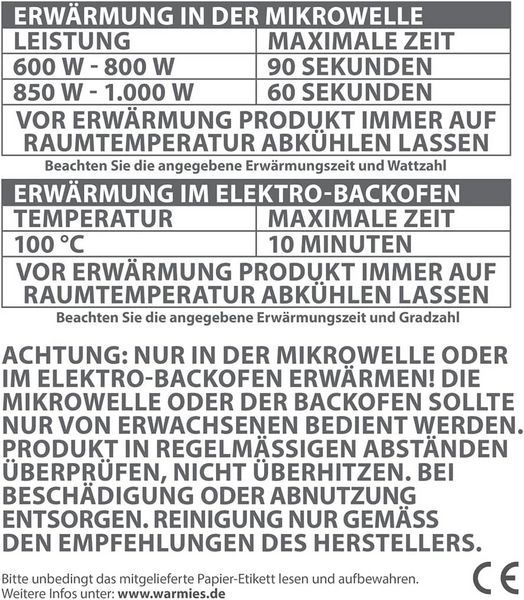 Produktbild: Warmies 15133 - MINIS Stinktier, W&auml;rmestofftier mit herausnehmbarer Hirsekorn-Lavendelf&uuml;llung