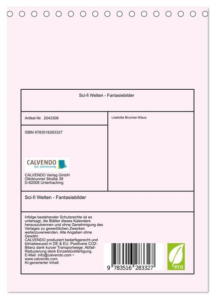 Produktbild: Sci-fi Welten - Fantasiebilder (Tischkalender 2026 DIN A5 hoch), CALVENDO Monatskalender
