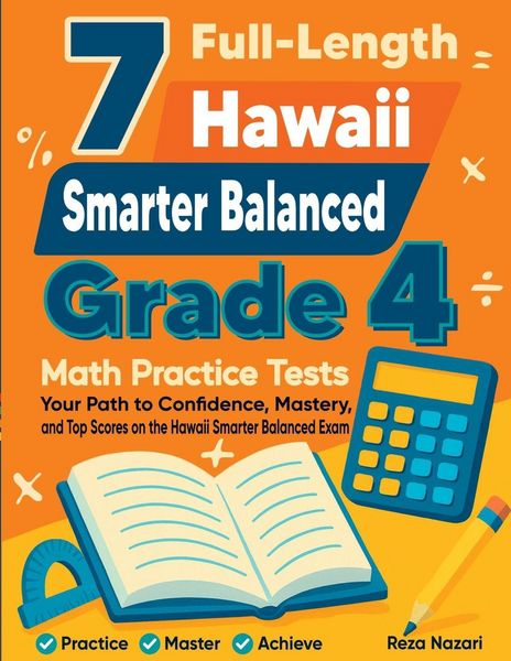 Produktbild: 7 Full-Length Hawaii Smarter Balanced Grade 4 Math Practice Tests