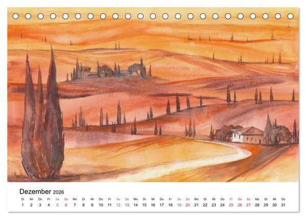 Produktbild: Toskana Aquarelle (Tischkalender 2026 DIN A5 quer), CALVENDO Monatskalender
