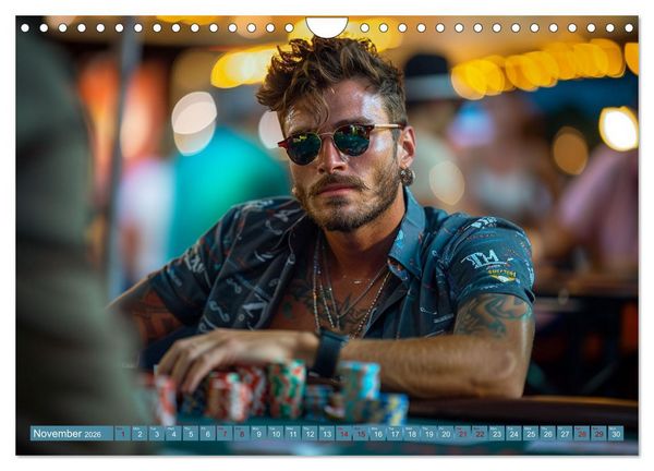 Produktbild: Texas Hold'em Poker Faces (Wall Calendar 2026 DIN A4 landscape), CALVENDO 12 Month Wall Calendar