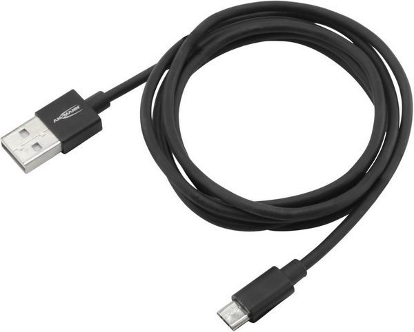 Produktbild: Ansmann USB-Kabel USB 2.0 USB-A Stecker, USB-Micro-B Stecker 1.20 m Schwarz Aluminium-Stecker, TPE-Mantel 1700-0076