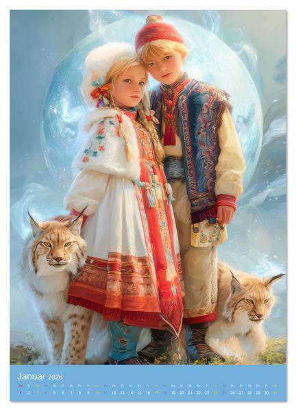Produktbild: Norwegische indigene Folklorekleidung - Mensch und Tier (Wandkalender 2026 DIN A2 hoch), CALVENDO Monatskalender