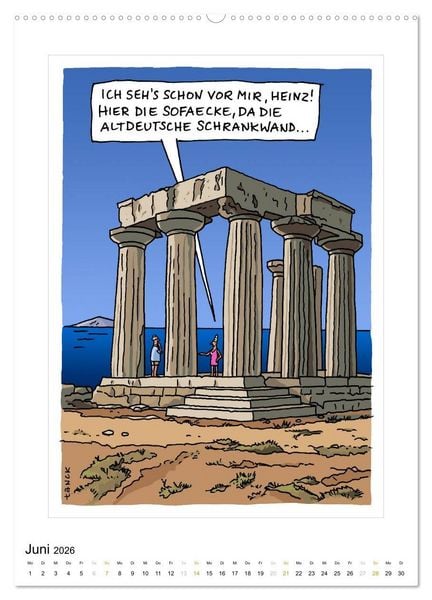 Produktbild: Betongold lacht - Cartoons (Wandkalender 2026 DIN A2 hoch), CALVENDO Monatskalender
