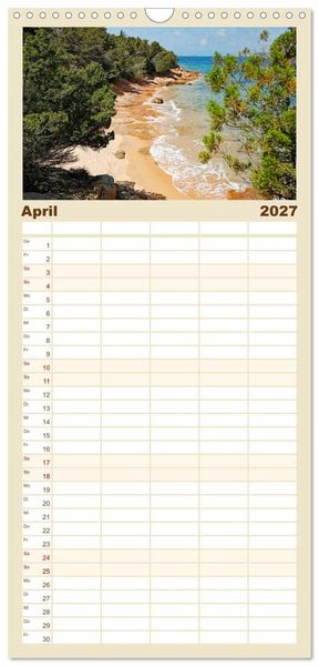 Produktbild: Familienplaner 2027 - Traumhaftes Sardinien mit 5 Spalten (Wandkalender, 21 x 45 cm) CALVENDO