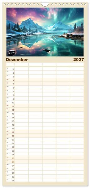 Produktbild: Familienplaner 2027 - Faszinierender Norden mit 5 Spalten (Wandkalender, 21 x 45 cm) CALVENDO