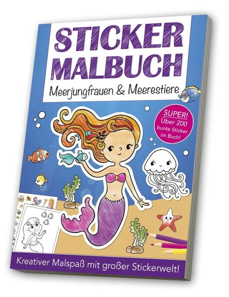 Produktbild: Stickermalbuch: Meerjungfrauen & Meerestiere
