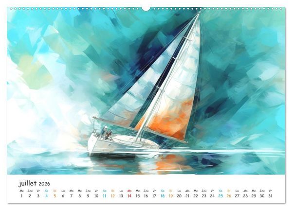 Produktbild: Voiles au gr&eacute; du temps (Calendrier mural 2026 DIN A2 vertical), CALVENDO calendrier mensuel