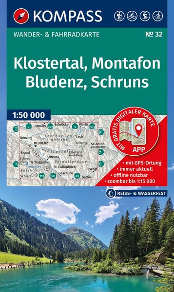 Produktbild: KOMPASS Wanderkarte 32 Klostertal, Montafon, Bludenz, Schruns 1:50.000