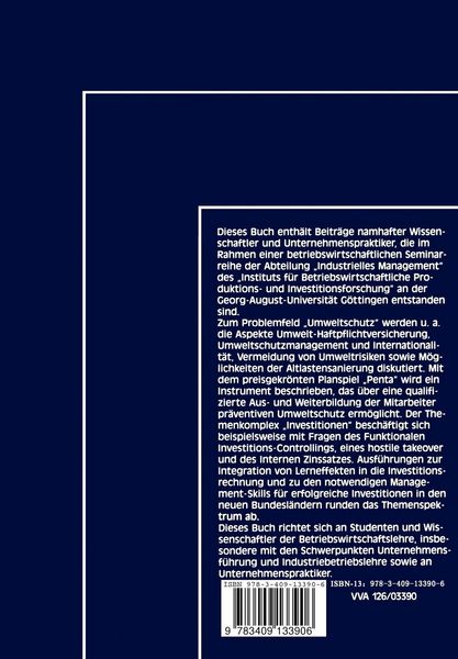 Produktbild: Umweltschutz und Investitionen