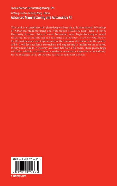 Produktbild: Advanced Manufacturing and Automation XII