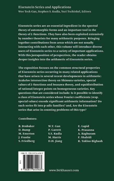 Produktbild: Eisenstein Series and Applications