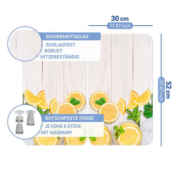 Produktbild: Herdabdeckplatte Universal Mod. Zitronen, 2er Set, f&uuml;r alle Herdarten geeignet