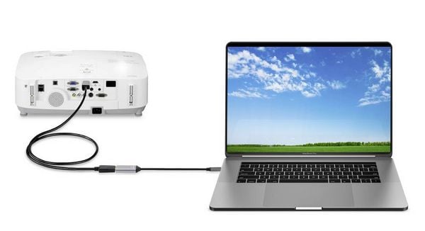 Produktbild: Renkforce USB-C&reg; / DisplayPort Adapterkabel USB-C&reg; Stecker, DisplayPort Buchse 0.15 m Schwarz RF-5397866 doppelt geschirmt USB-C&reg;-Displaykabel