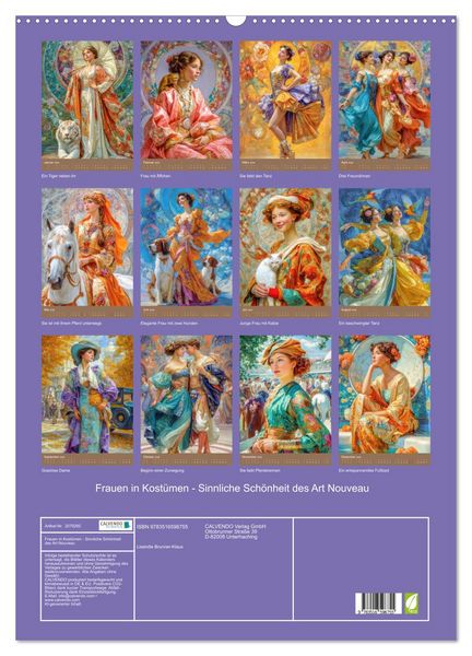Produktbild: Frauen in Kost&uuml;men - Sinnliche Sch&ouml;nheit des Art Nouveau (Wandkalender 2026 DIN A2 hoch), CALVENDO Monatskalender