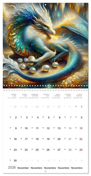 Produktbild: Moments d'amours de dragons (Calendrier mural carr&eacute; 2026 30x30 cm) Calendrier double avec une page pour vos prises de notes