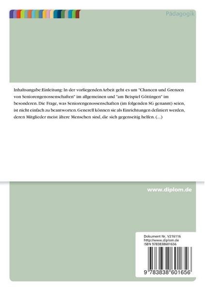 Produktbild: Chancen und Grenzen von Seniorengenossenschaften am Beispiel G&ouml;ttingen