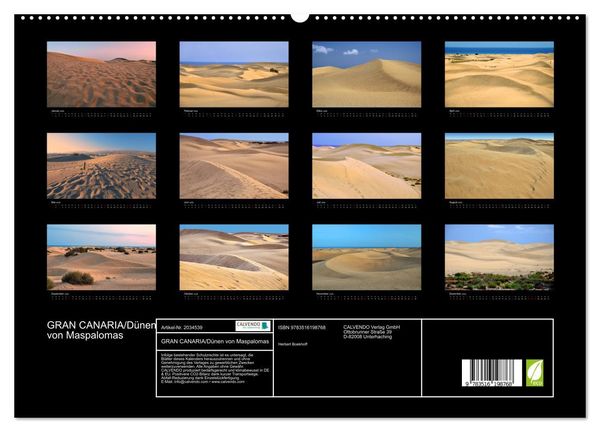 Produktbild: GRAN CANARIA/D&uuml;nen von Maspalomas (hochwertiger Premium Wandkalender 2026 DIN A2 quer), Kunstdruck in Hochglanz
