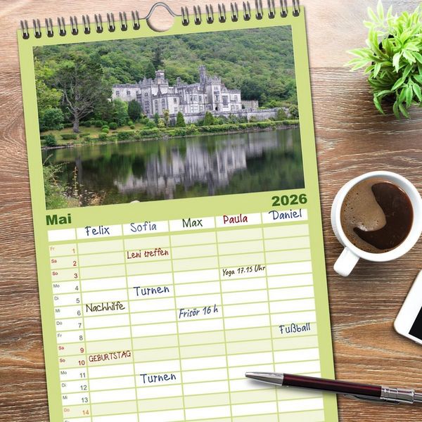 Produktbild: Familienplaner 2026 - Irland mit 5 Spalten (Wandkalender, 21 x 45 cm) CALVENDO