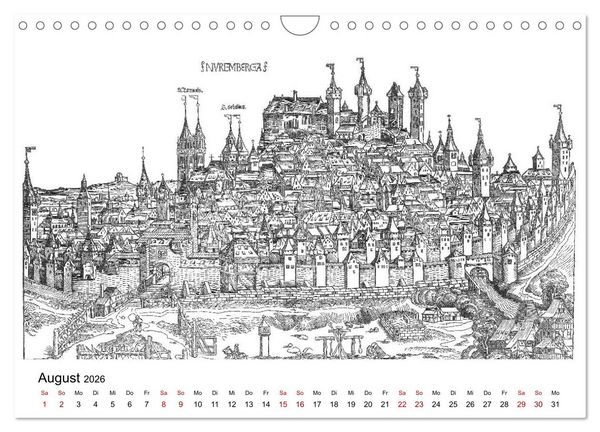Produktbild: Schedelsche Weltchronik Deutsche St&auml;dte 1493 (Wandkalender 2026 DIN A4 quer), CALVENDO Monatskalender