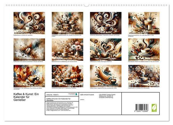 Produktbild: Kaffee & Kunst: Ein Kalender f&uuml;r Genie&szlig;er (hochwertiger Premium Wandkalender 2026 DIN A2 quer), Kunstdruck in Hochglanz