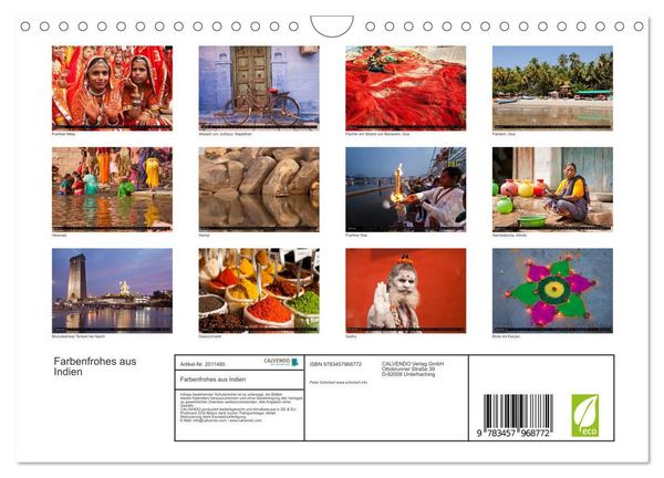 Produktbild: Farbenfrohes aus Indien (Wandkalender 2026 DIN A4 quer), CALVENDO Monatskalender