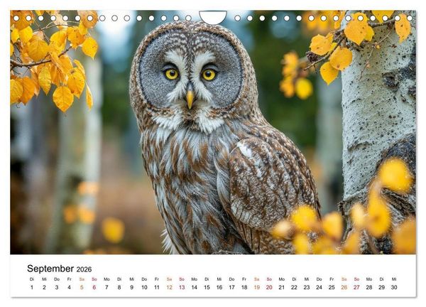 Produktbild: Eulen - Augen der Wildnis (Wandkalender 2026 DIN A4 quer), CALVENDO Monatskalender
